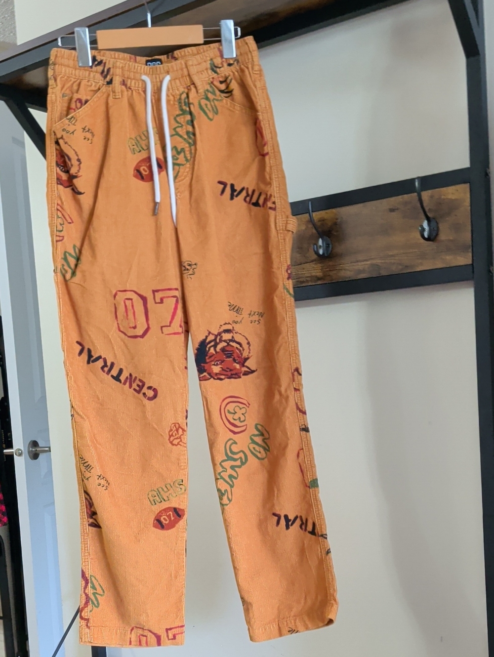 BDG Orangish Brown Straight-Leg Pants with Graffiti